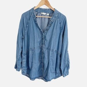 Cafe Marrakesh chambray button shirt L